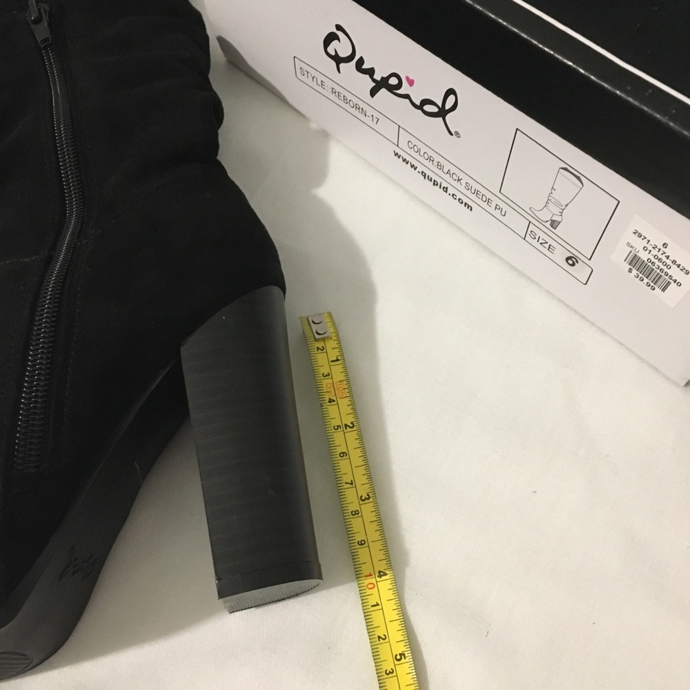 πHost Pickπ Qupid Black Suede Knee High Boots w/Cuff New/Box - Picture 7 of 8